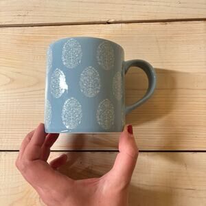 Threshold NWOT 16 oz. Stoneware Mug Feliz Pascua Happy Easter Blue Egg Pattern